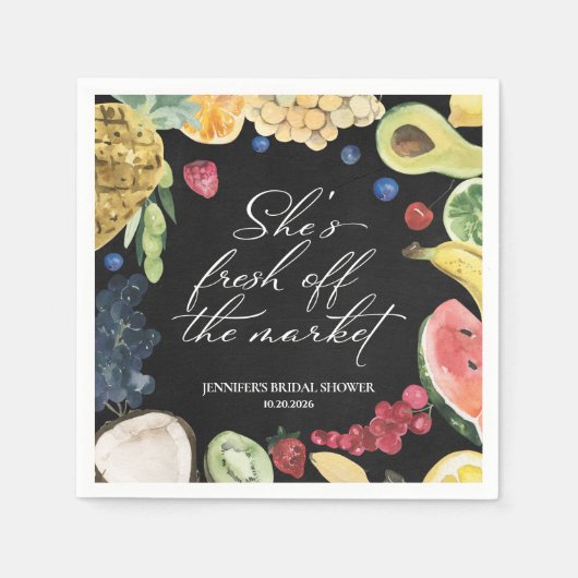 Sie ist vom Markt weg | Chalkboard-Brautparty Serviette (Vorderseite)