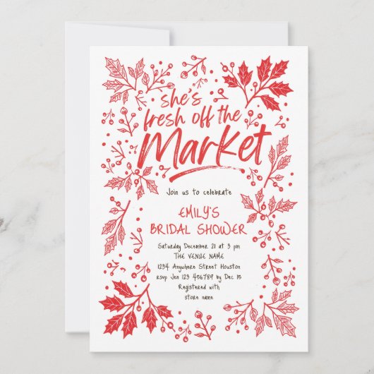 Sie ist vom Weihnachtsmarkt-Brautparty frisch Einladung (Vorderseite)