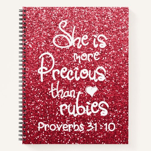 Sie ist Wertvoller als Rubies Sprichwörter Glitzer Notizblock (Vorderseite)