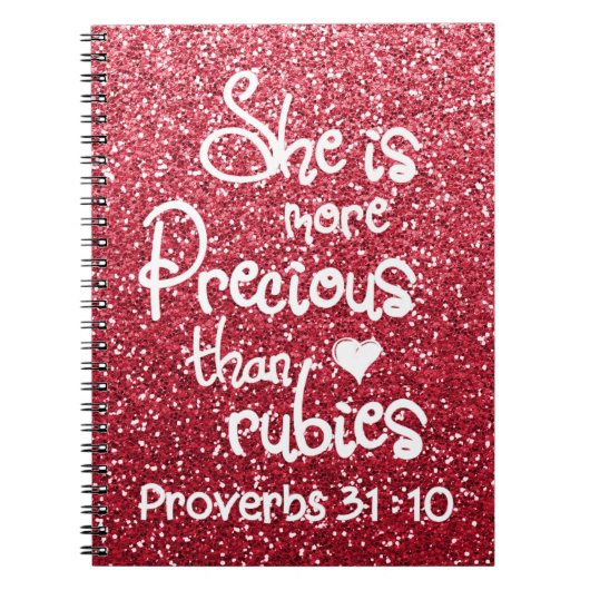Sie ist Wertvoller als Rubies Sprichwörter Glitzer Notizblock (Vorderseite)