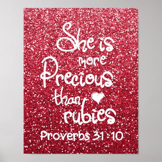 Sie ist Wertvoller als Rubies Sprichwörter Glitzer Poster (Vorne)