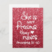 Sie ist Wertvoller als Rubies Sprichwörter Glitzer Postkarte (Vorne/Hinten)