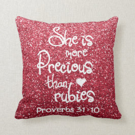 Sie ist wertvoller als Rubin-Sprichwort-Glitzer Kissen