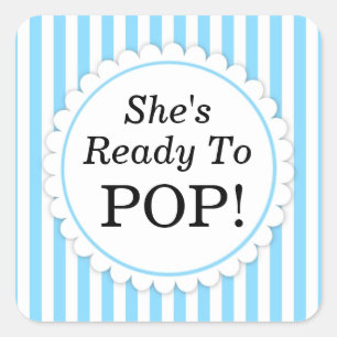 Sie ist zum Pop-Quadrataufkleber - blaue Streifen Quadratischer Aufkleber