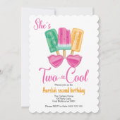 Sie ist zwei Coole Niedliche Erstgeburtengruppe Einladung (Vorderseite)