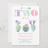 Sie ist ZWEI wilde Girl Second Birthday Cactus Par Einladung (Vorderseite)