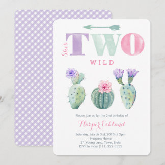 Sie ist ZWEI wilde Girl Second Birthday Cactus Par Einladung