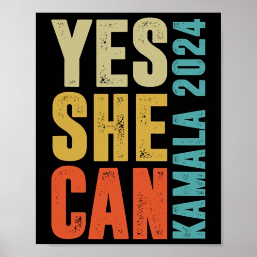 Sie kann Kamala 2024 Retro-Farben Poster (Vorne)