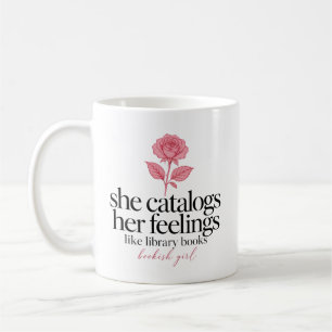Sie katalogisiert ihre Gefühle wie Bibliotheksbüch Kaffeetasse