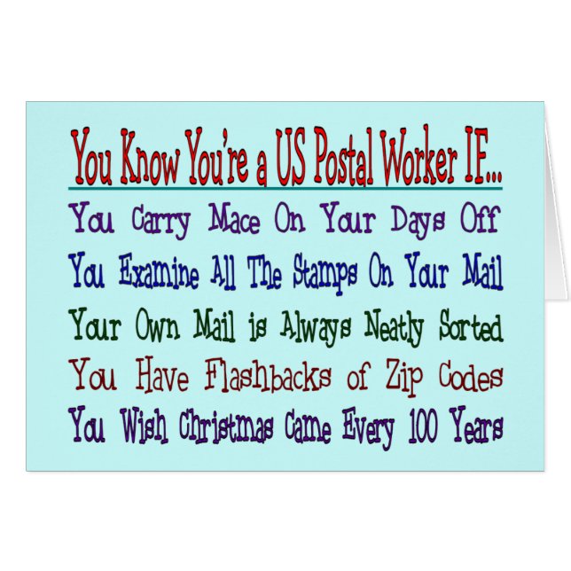 Sie kennen Ihr einen POSTANGESTELLTER WENN (Vorderseite (Horizontal))