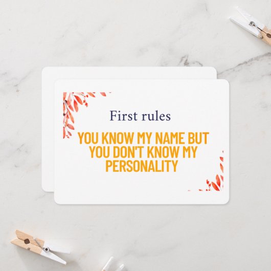 Sie kennen meinen Namen Einladung & Postkarte - Fe (Vorderseite/Rückseite Beispiel)