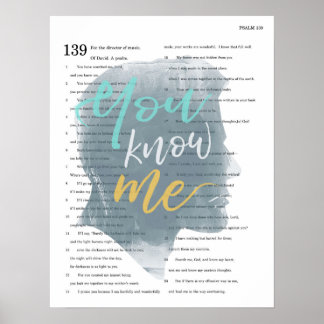Sie kennen mich, Psalm 139, Männliche Silhouette Poster