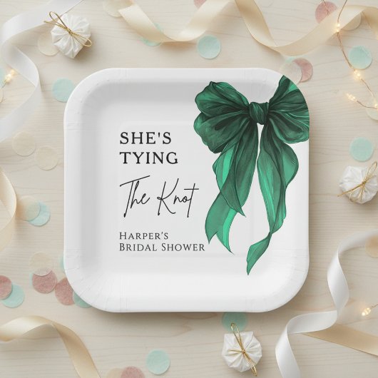 Sie knüpft den grünen Knoten Brautdusche Pappteller