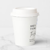 Sie knüpft den Knoten Blaues Band Junggesellinnena Pappbecher (Vorderseite)