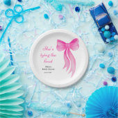 Sie knüpft den Knoten Brautbad - Rosa Schleife Pappteller (Party)
