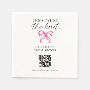 Sie knüpft den Knoten Brautjungfern-Party QR Foto- Serviette