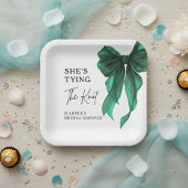 Sie knüpft den Knoten Grüne Schleife Brautparty Pappteller