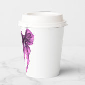 Sie knüpft den Knoten Lila Schleife Brautparty Pappbecher (Rückseite)