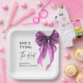 Sie knüpft den Knoten Lila Schleife Brautparty Pappteller (Party)