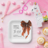 Sie knüpft den Knoten Orangefarbene Schleife Braut Pappteller (Party)