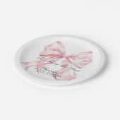 Sie knüpft den Knoten Rosa Bogen Papier Teller (Schrägansicht)