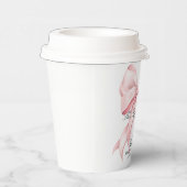 Sie knüpft den Knoten Rosa Schleife Pappbecher (Rechts)