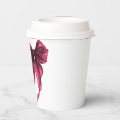 Sie knüpft den Knoten - Rote Schleife Junggesellin Pappbecher (Rückseite)