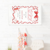 Sie knüpft den Knoten Roter Bogen Junggesellinnena Banner (Insitu)