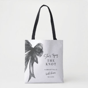 Sie knüpft den Knoten Schwarze Schleife Junggesell Tasche