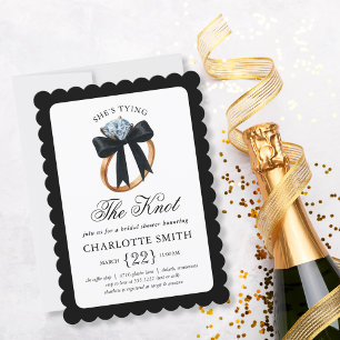 Sie knüpft den Knoten Schwarzer Ring Bridal Shower Einladung