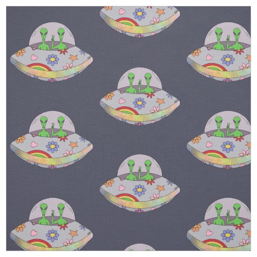 Sie kommen in Friedens-UFO Stoff (Muster)