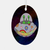 Sie kommen in Peace UFO Ornament Aus Metall (Vorderseite Rechts)