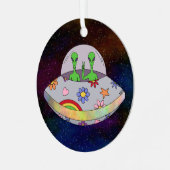 Sie kommen in Peace UFO Ornament Aus Metall (Vorderseite links)