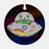Sie kommen in Peace UFO Ornament Aus Metall (Rückseite)