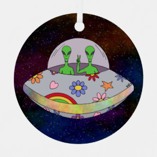 Sie kommen in Peace UFO Ornament Aus Metall