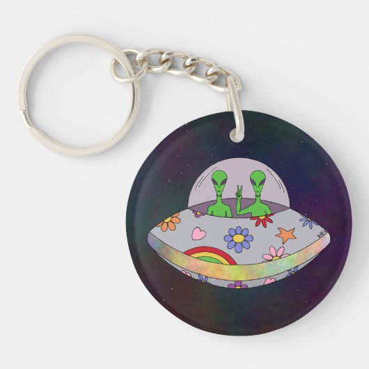 Sie kommen in Peace UFO Schlüsselanhänger (Vorderseite)