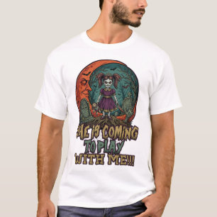 Sie kommt, spiel Halloween gruselige Puppe Friedho T-Shirt