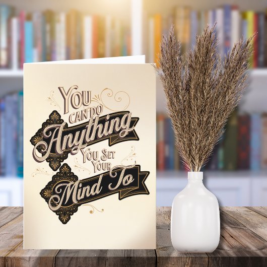 Sie können alles tun, was Brown Beige Zitat Karte