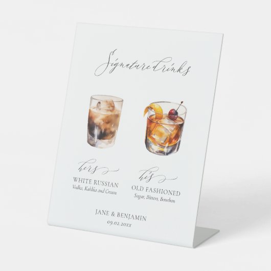 Sie können die Signature Drinks Hochzeit ändern Sockelschild (Vorderseite)