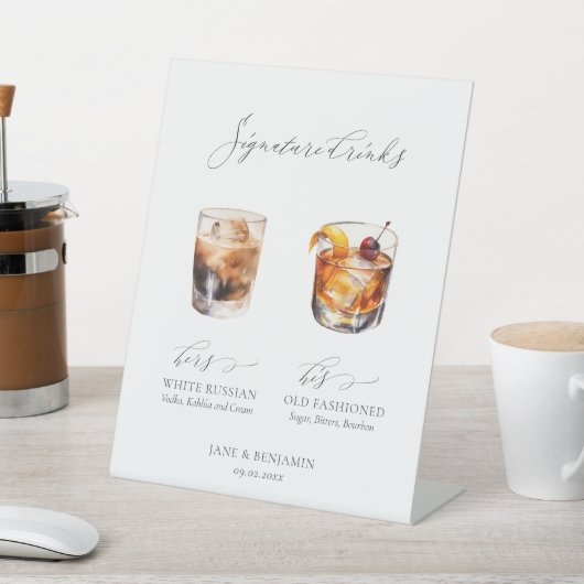 Sie können die Signature Drinks Hochzeit ändern Sockelschild (In SItu)