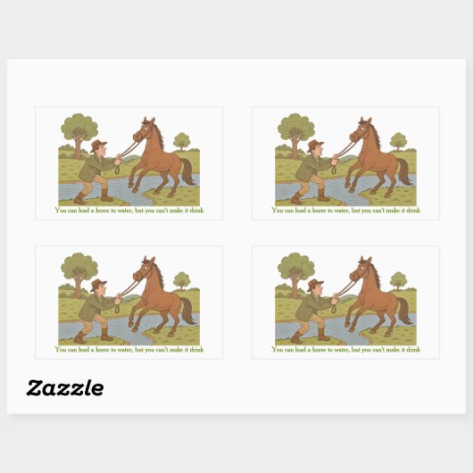 Sie können ein Pferd ins Wasser führen Rechteckiger Aufkleber (Blatt)