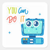 Sie können es Retro-Technologie-Aufkleber machen Quadratischer Aufkleber (Vorderseite)