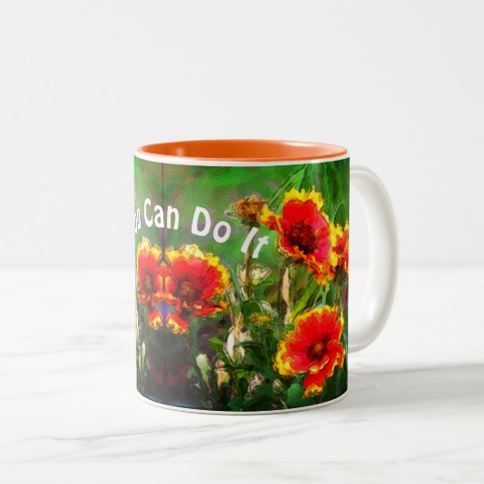 Sie können es tun dämliche Blume Inspiration Worte Zweifarbige Tasse (VorderseiteRechts)
