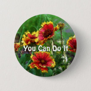 Sie können es tun Gänseblümchen-Blumen-motivierend Button