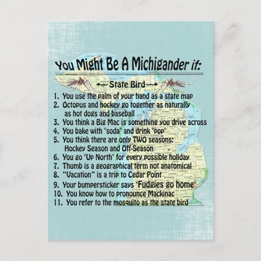 Sie könnten ein Michigander sein, wenn Postkarte (Vorderseite)