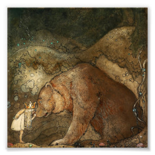 „Sie küsste den Bären“ von John Bauer Fotodruck