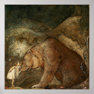 „Sie küsste den Bären“ von John Bauer Poster