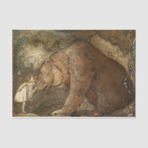 „Sie küsste den Bären“ von John Bauer Seidenpapier