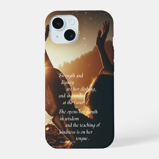 Sie lächelt im Fall des Future Phone iPhone 15 Hülle (Rückseite)