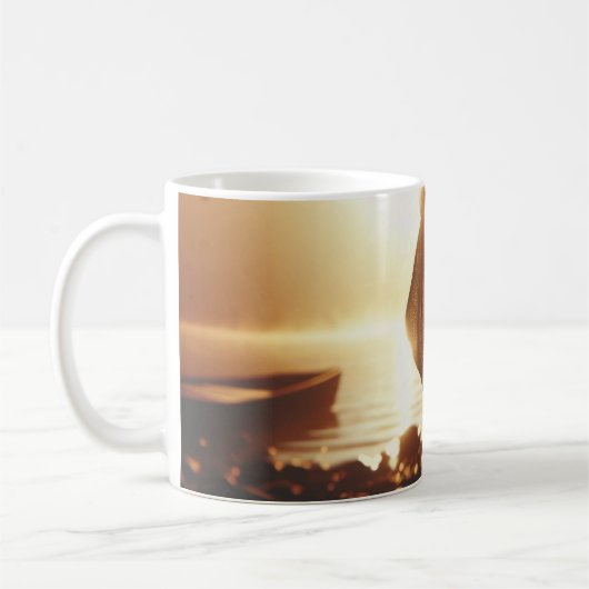 Sie lächelt über die Zukunft Kaffeetasse (Links)